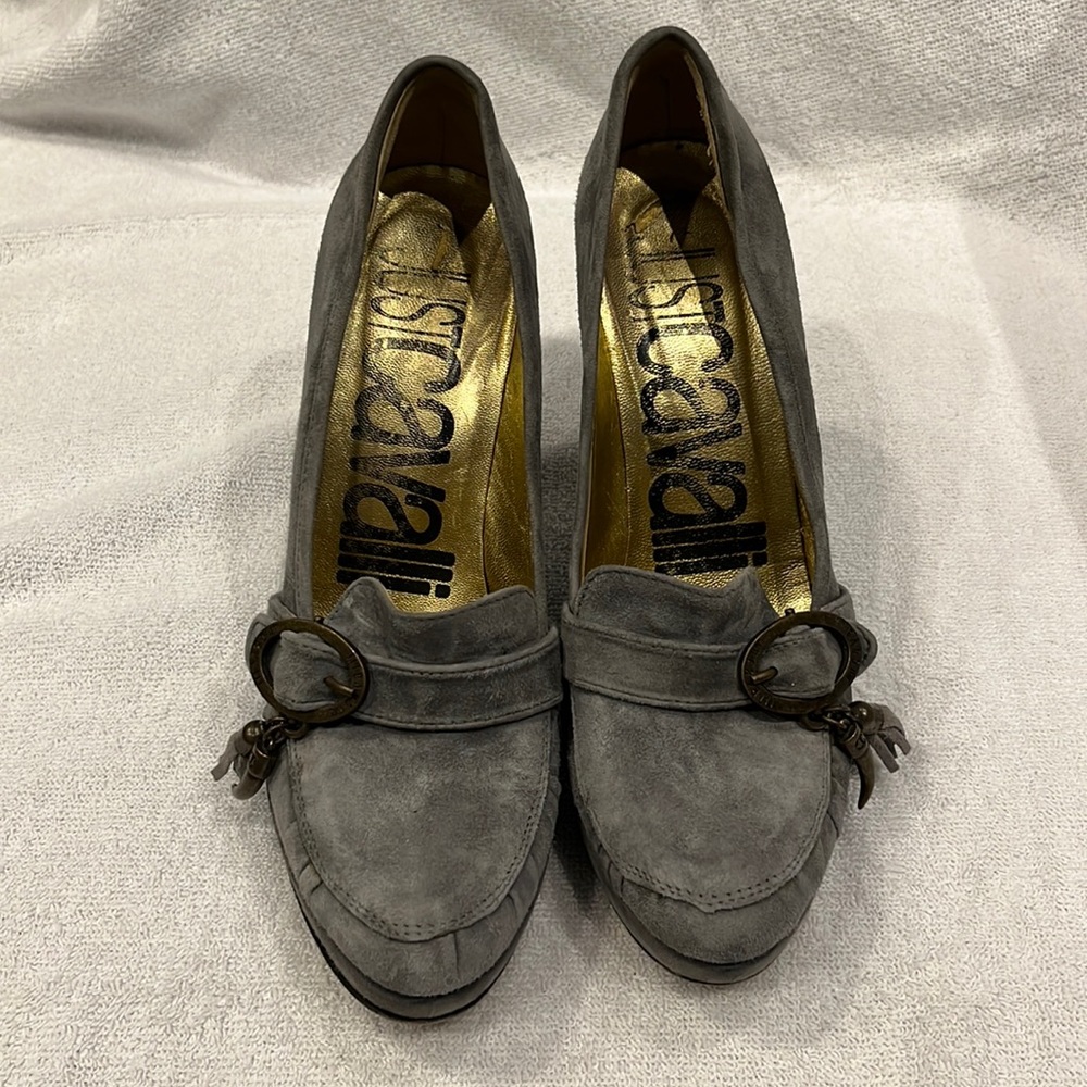Just Cavalli Gray Suede Heels Size 7.5